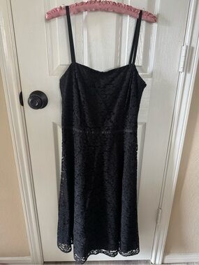 Ann Taylor Black Lace Midi Slip Dress